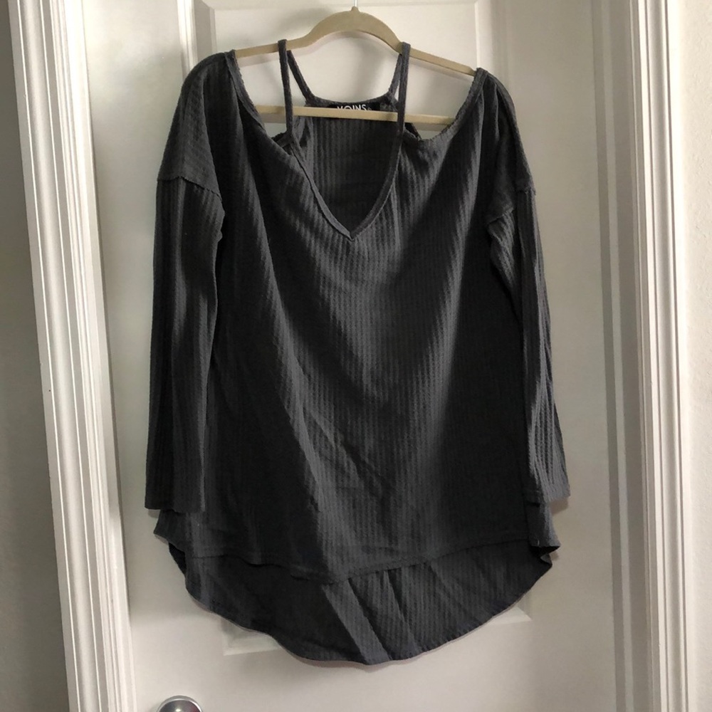 Long sleeve cold shoulder top